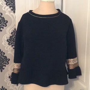Black Peplum with Embroidery on Sleeves